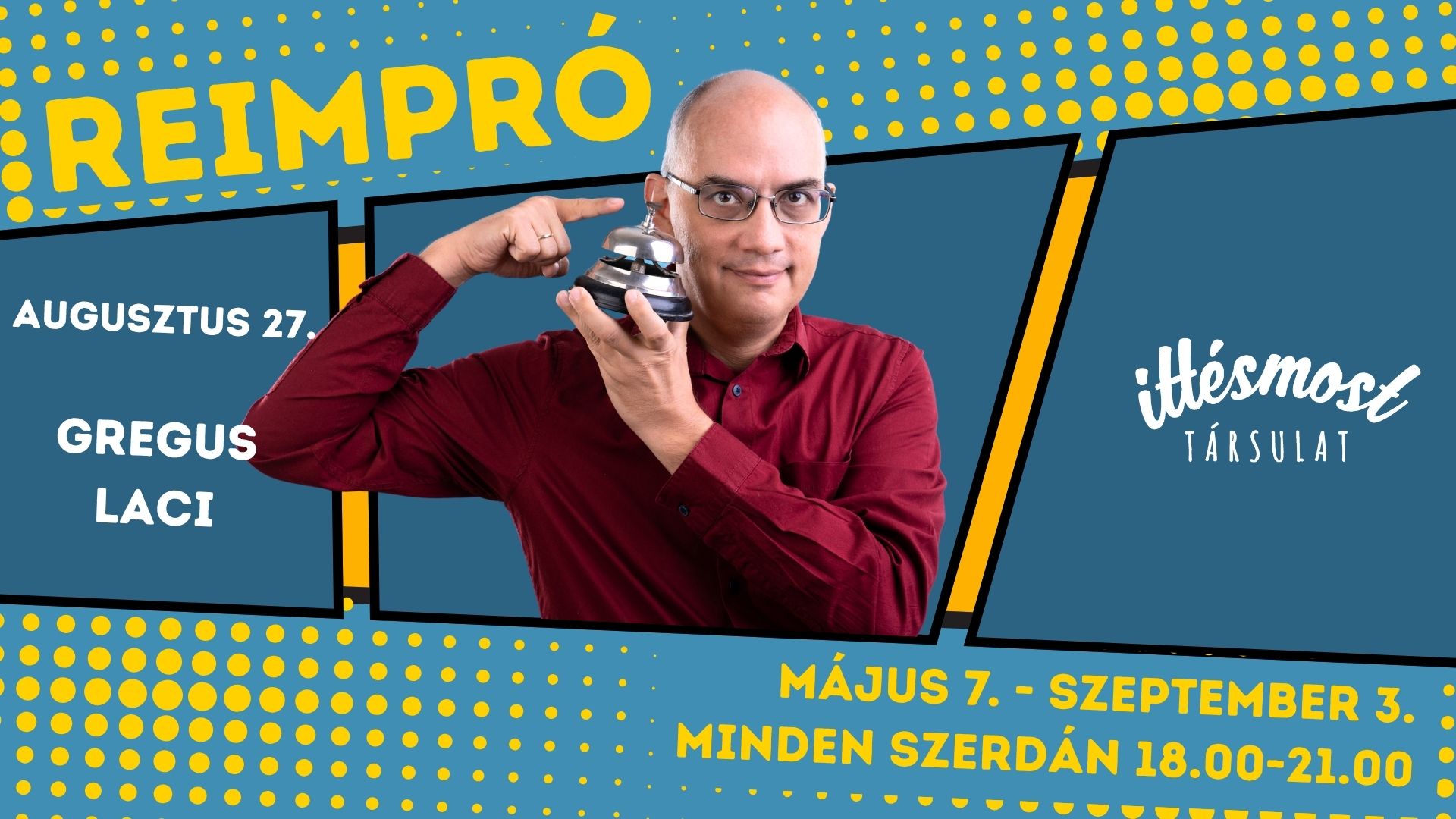 Reimpro Itt és Most Társulat workshop Laci 08.27 A kép az Illuziók improvizációs előadás borítóképe.
